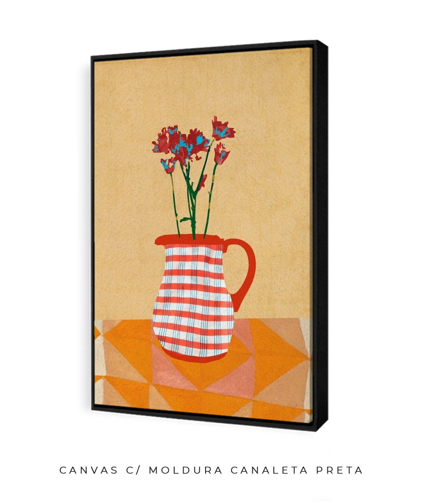 Quadro Decorativo Jarro com Flores Vermelhas