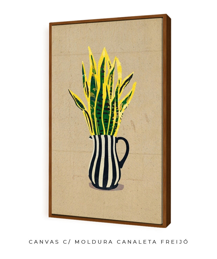 Quadro Decorativo Jarro Listrado e Planta