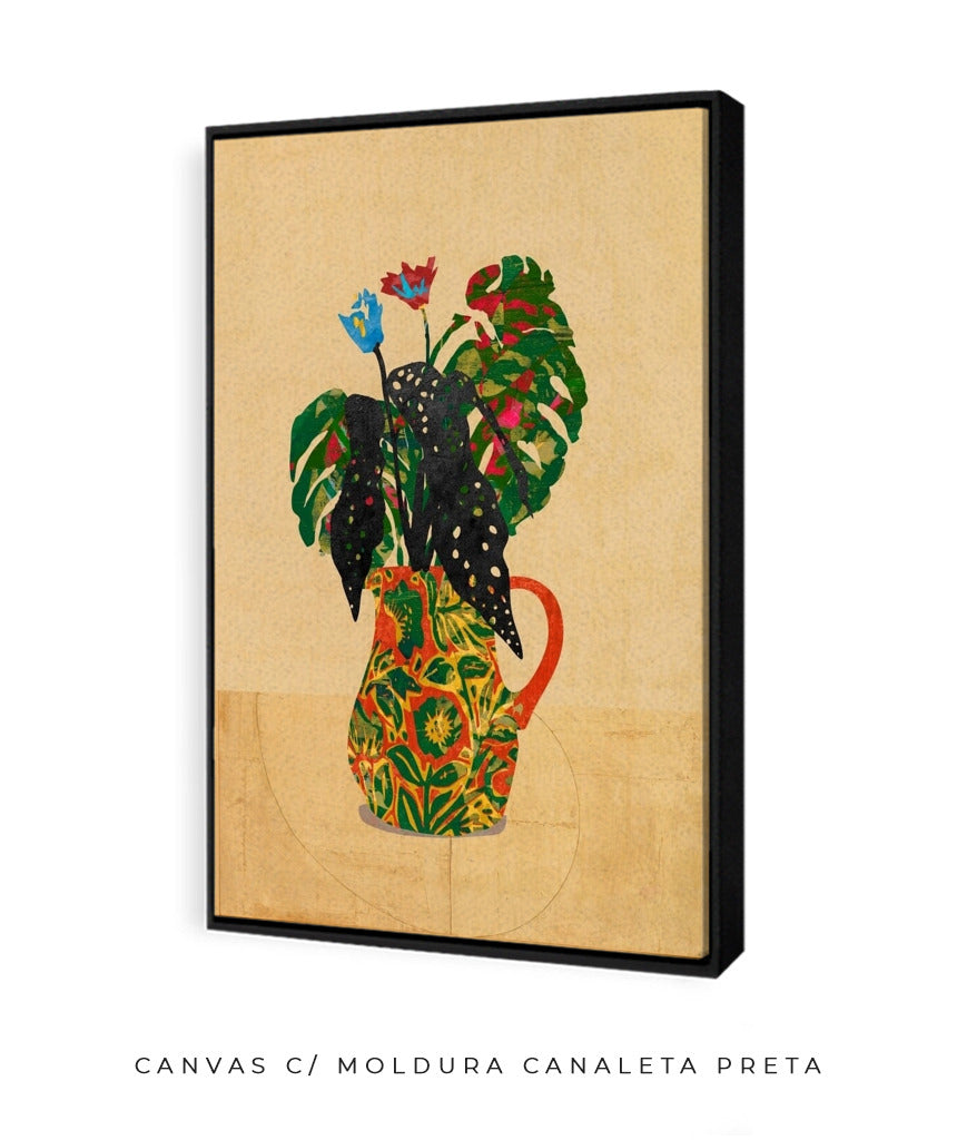 Quadro Decorativo Jarro Floral Vermelho