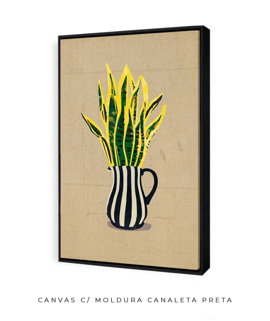 Quadro Decorativo Jarro Listrado e Planta